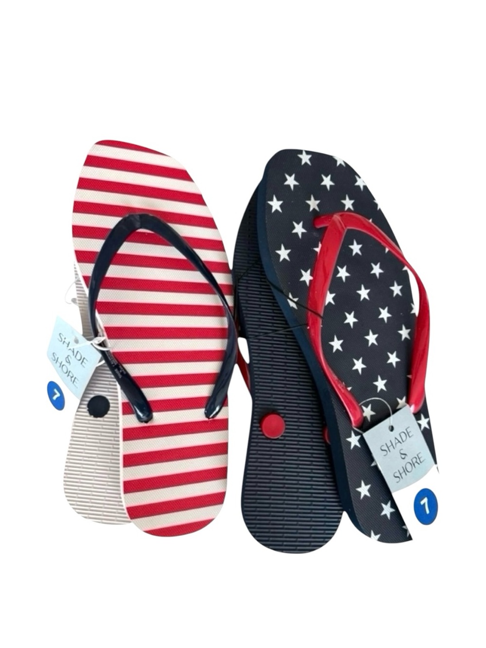 2 Pair Stars Stripes Square Toe Flip Flop Americana Sandals